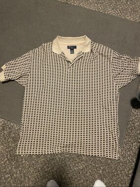 boc Beige and Black Geometric Pattern Polo